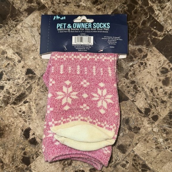 Pink Snowflake Dog Matching Pet & Owner Socks Set New! Pet Lover - Picture 2 of 5